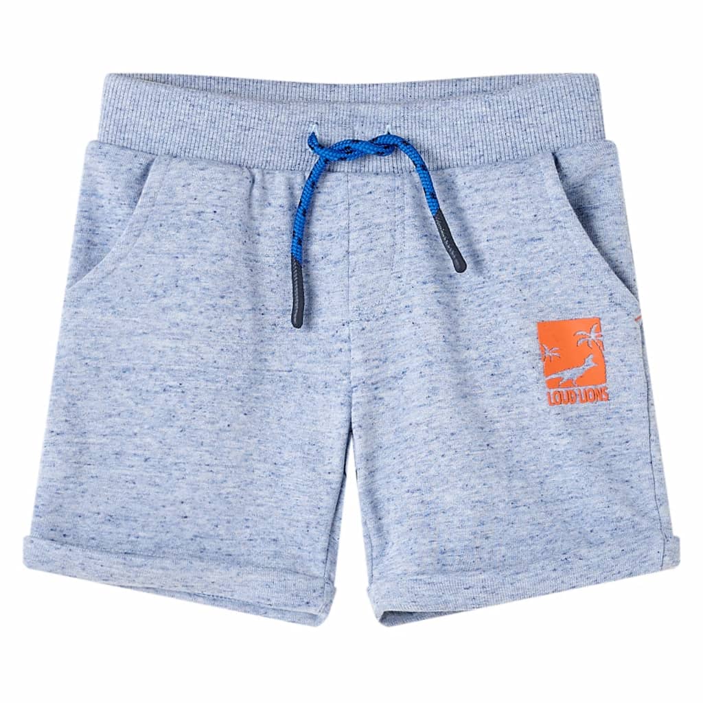Kindershorts mit Kordelzug Blau Melange 140 Kindershorts mit Kordelzug Blau Melange 140
