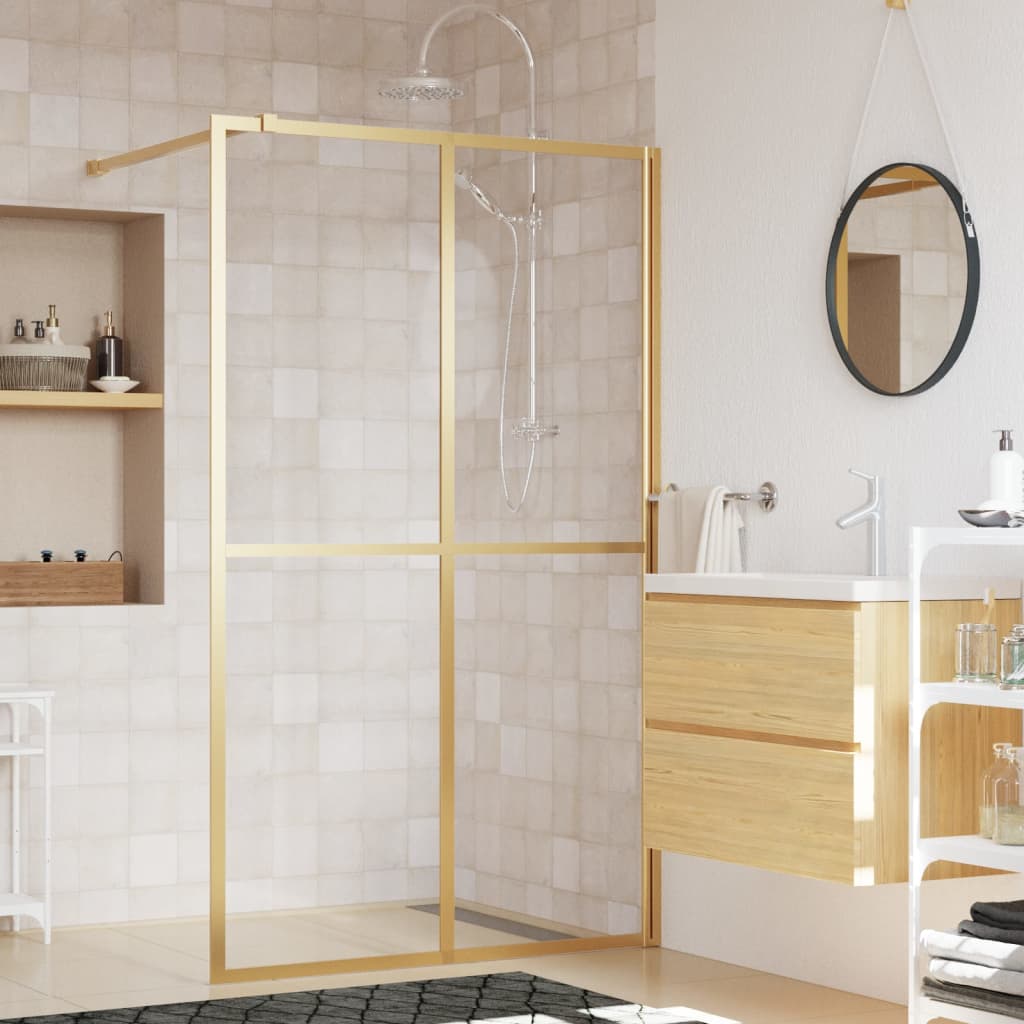 Duschwand für Begehbare Dusche ESG Klarglas Golden 118x195cm Duschwand für Begehbare Dusche ESG Klarglas Golden 118x195cm