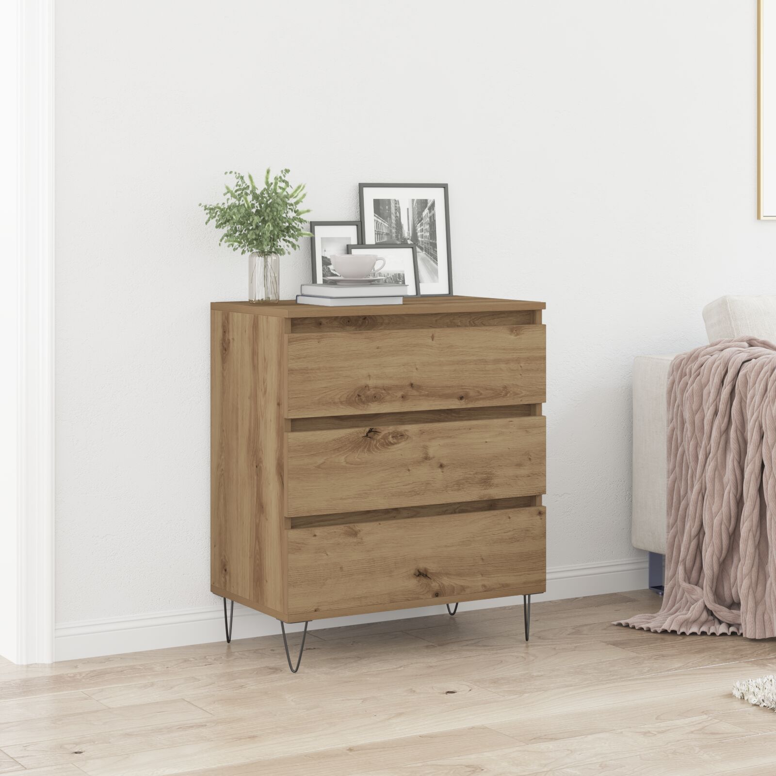 vidaXL Sideboard mit Schubladen Artisan Eiche 60x35x70 cm Hochwertiges Holz