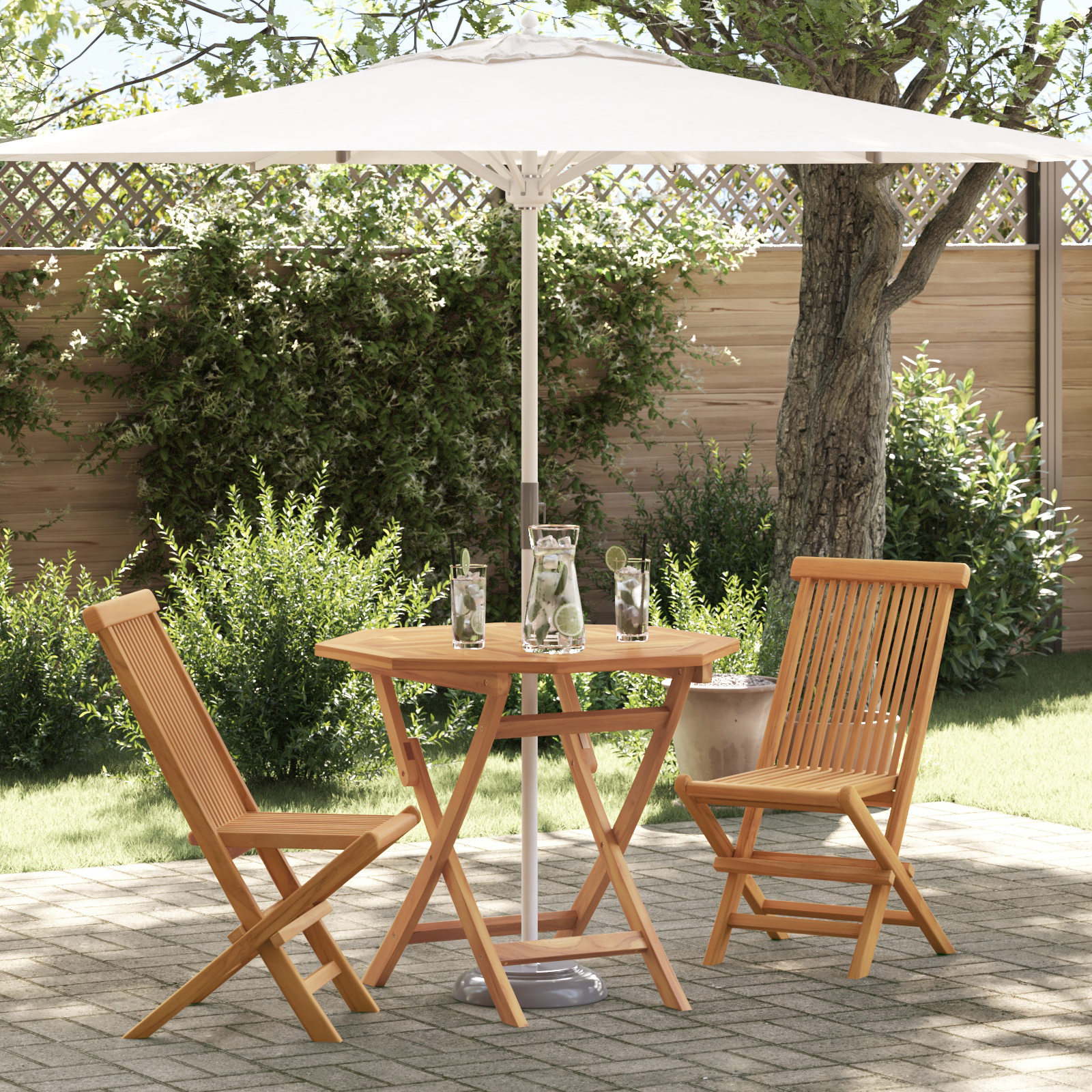 3-teilige Klappgarten-Bistroset aus solidem Akazienholz 3-teilige Klappgarten-Bistroset aus solidem Akazienholz