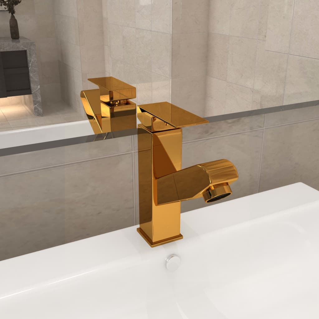 Waschbeckenarmatur mit Herausziehbarer Brause Golden 157x172 mm Waschbeckenarmatur mit Herausziehbarer Brause Golden 157x172 mm