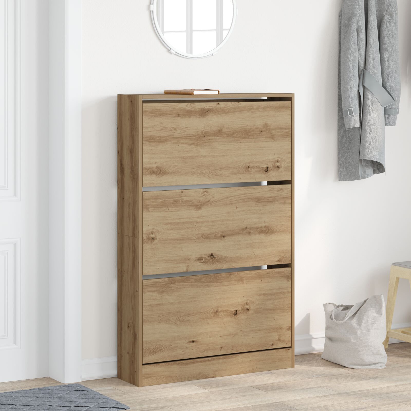 Schuhschrank Artisan Eiche 80x21x125,5 cm Holzwerkstoff Schuhschrank Artisan Eiche 80x21x125,5 cm Holzwerkstoff
