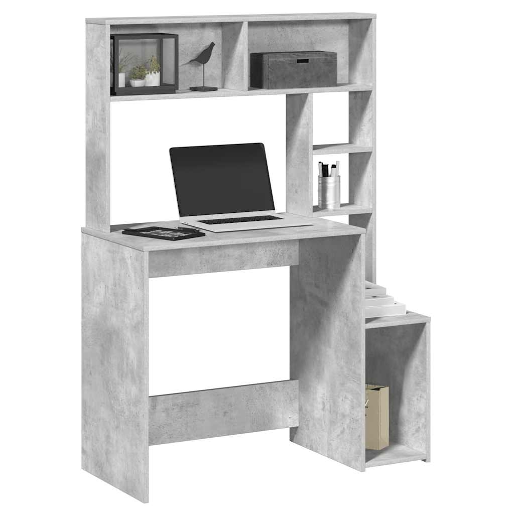Schreibtisch mit Regal Betongrau 100x45x140 cm Holzwerkstoff Schreibtisch mit Regal Betongrau 100x45x140 cm Holzwerkstoff