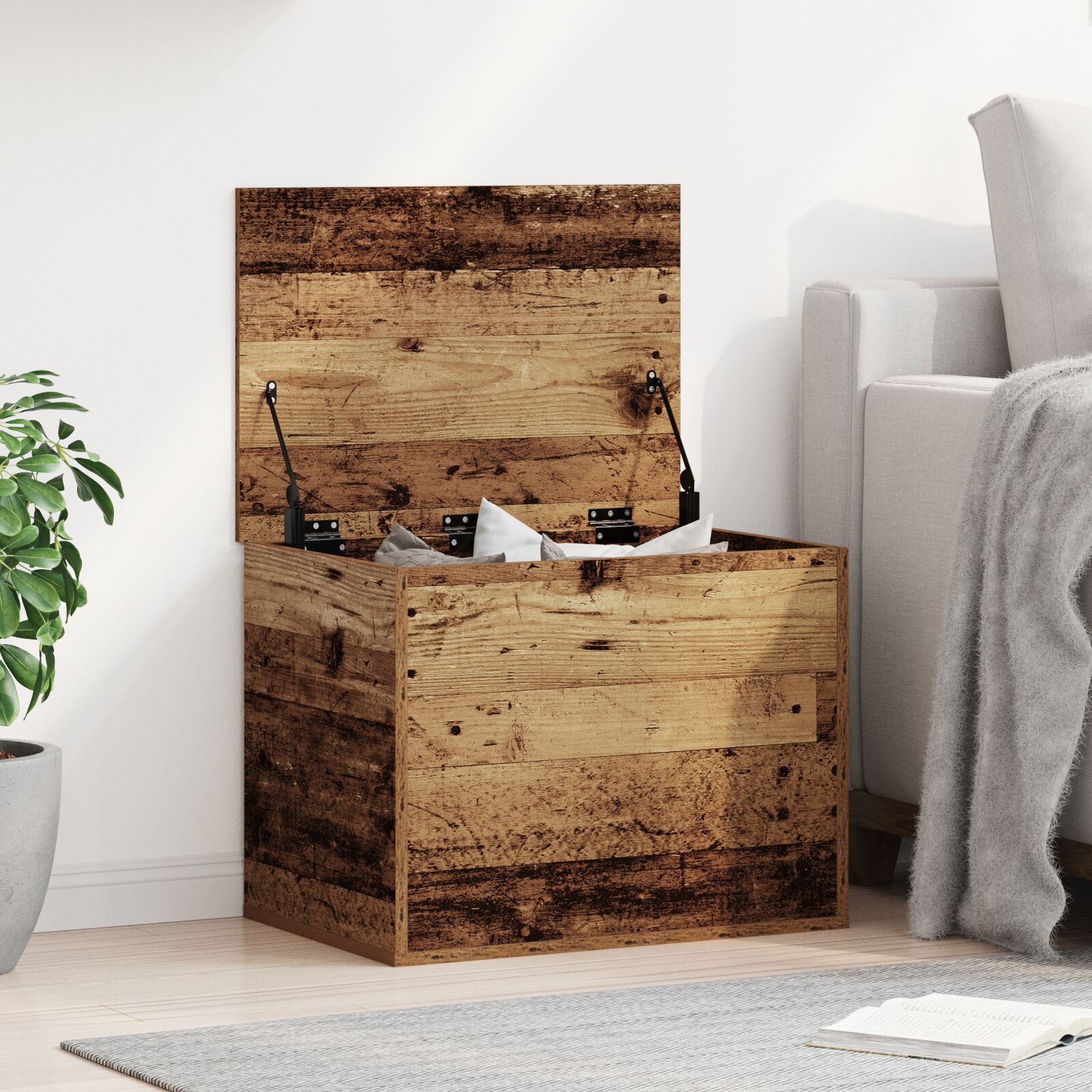 vidaXL Aufbewahrungsbox mit Deckel Alte Holz 60x42x46 cm Engineered Wood vidaXL Aufbewahrungsbox mit Deckel Alte Holz 60x42x46 cm Engineered Wood