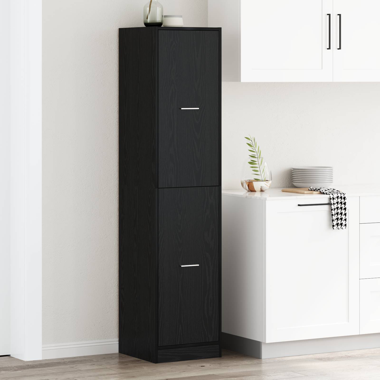 Apotheker Schrank Schwarz Eiche 40x41x174.5 cm Spanplatte Apotheker Schrank Schwarz Eiche 40x41x174.5 cm Spanplatte