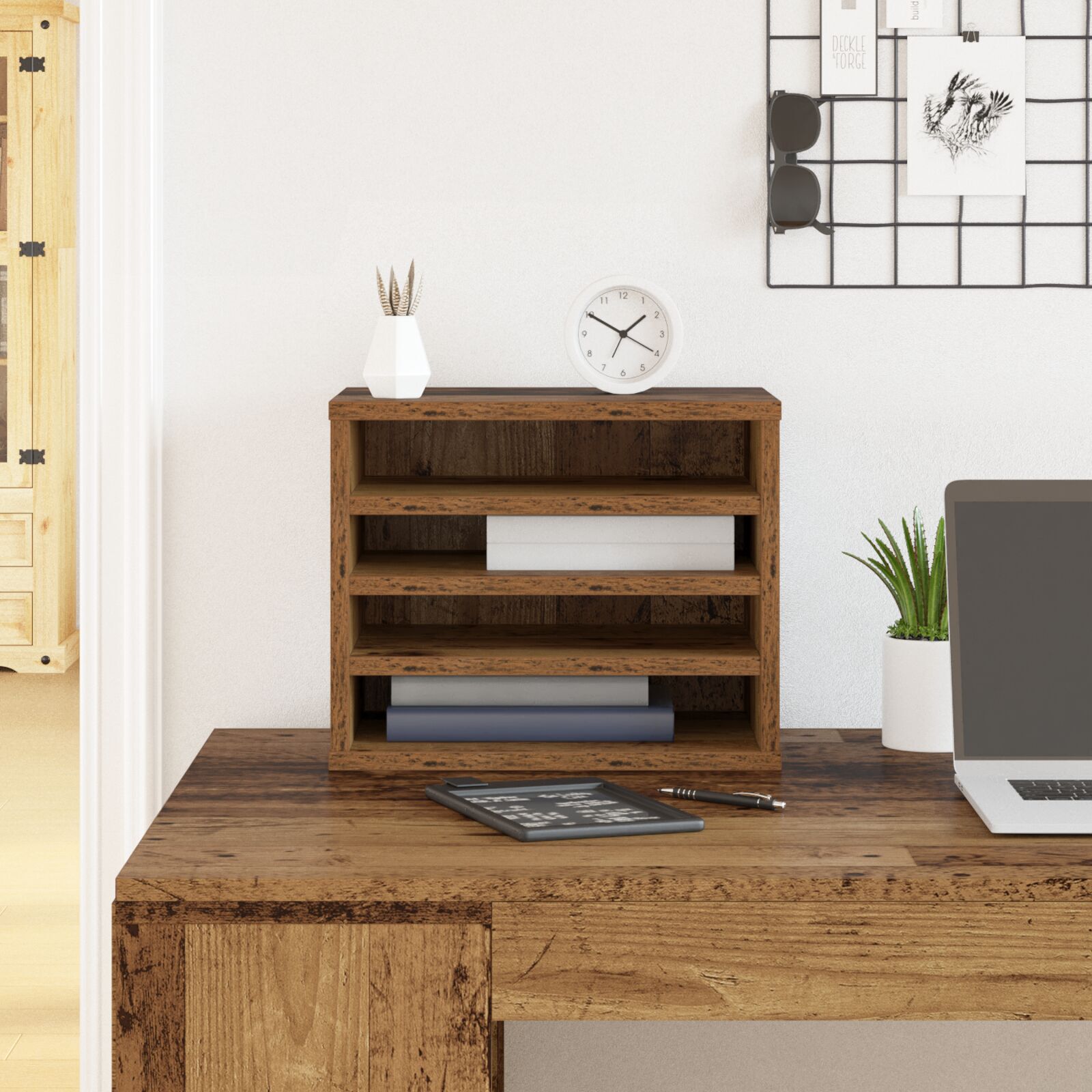 Schreibtisch Organizer Altes Holz 36x26x29.5 cm Schreibtisch Organizer Altes Holz 36x26x29.5 cm