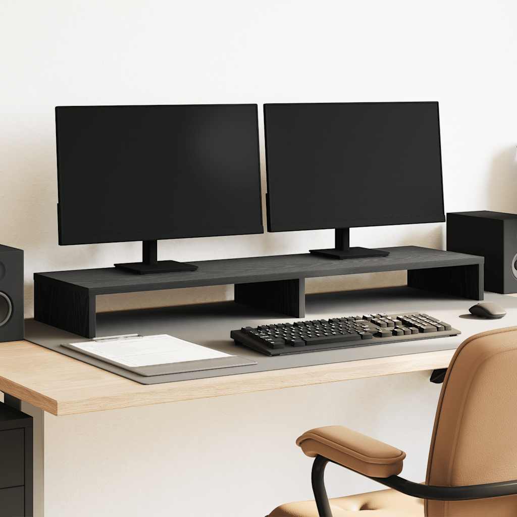 Monitorständer Schwarz Eichen-Optik 100x27x10 cm Holzwerkstoff Monitorständer Schwarz Eichen-Optik 100x27x10 cm Holzwerkstoff