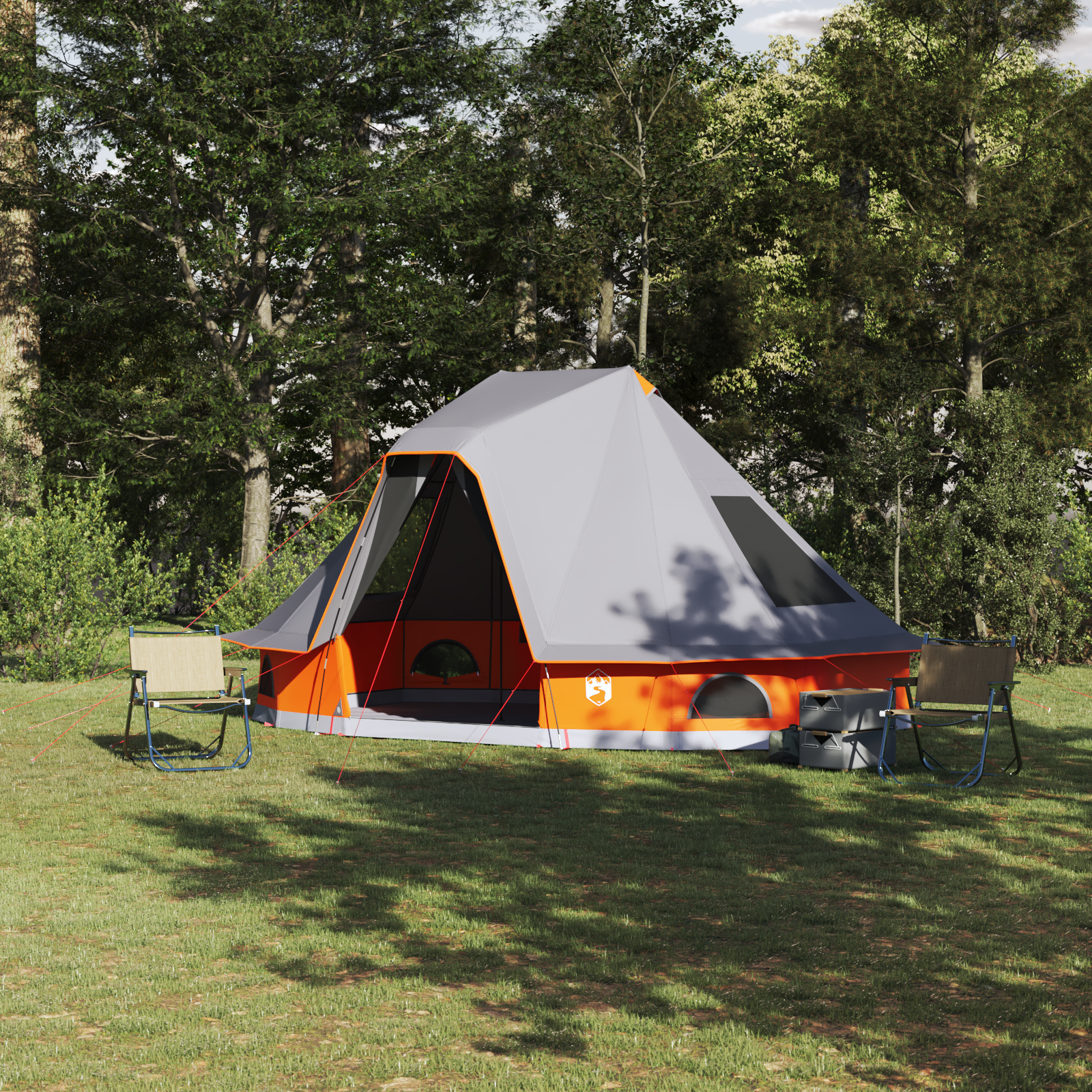 Familienzelt Tipi Grau und Orange 6-Personen Wasserfest Familienzelt Tipi Grau und Orange 6-Personen Wasserfest