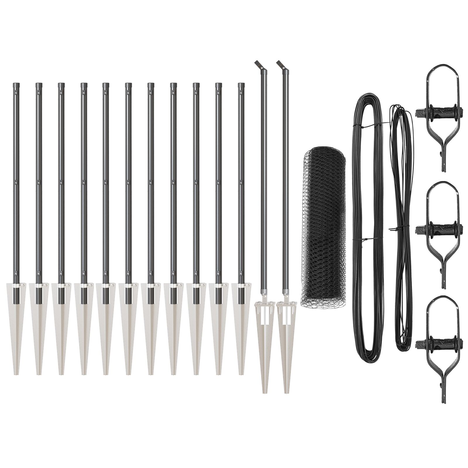 Zaunset Set aus 2 Grau Pulverbeschichteter Stahl 25 x 1 m