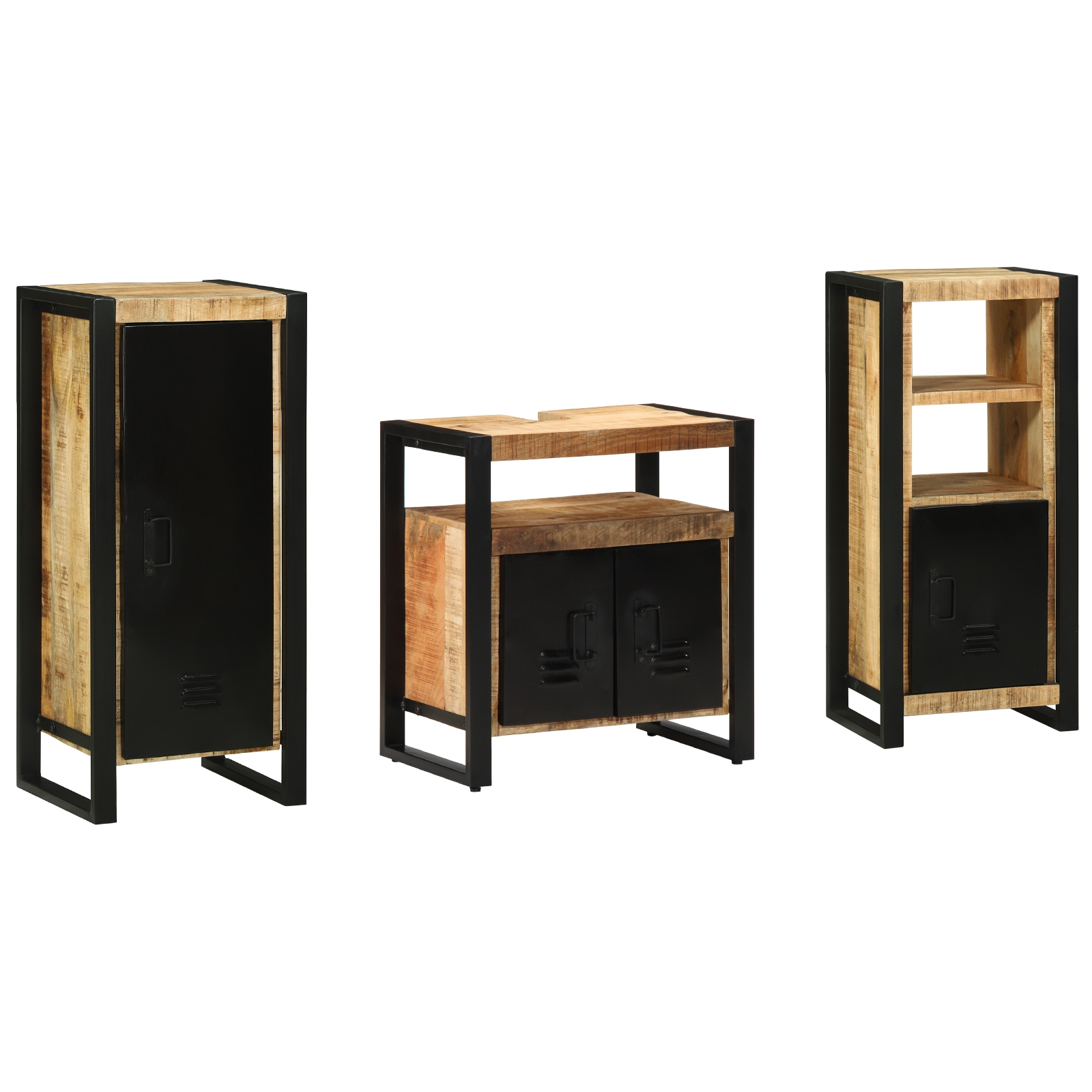 Badezimmermöbel Set mit Regal 3 pcs Braun Massives Mango-Holz Badezimmermöbel Set mit Regal 3 pcs Braun Massives Mango-Holz