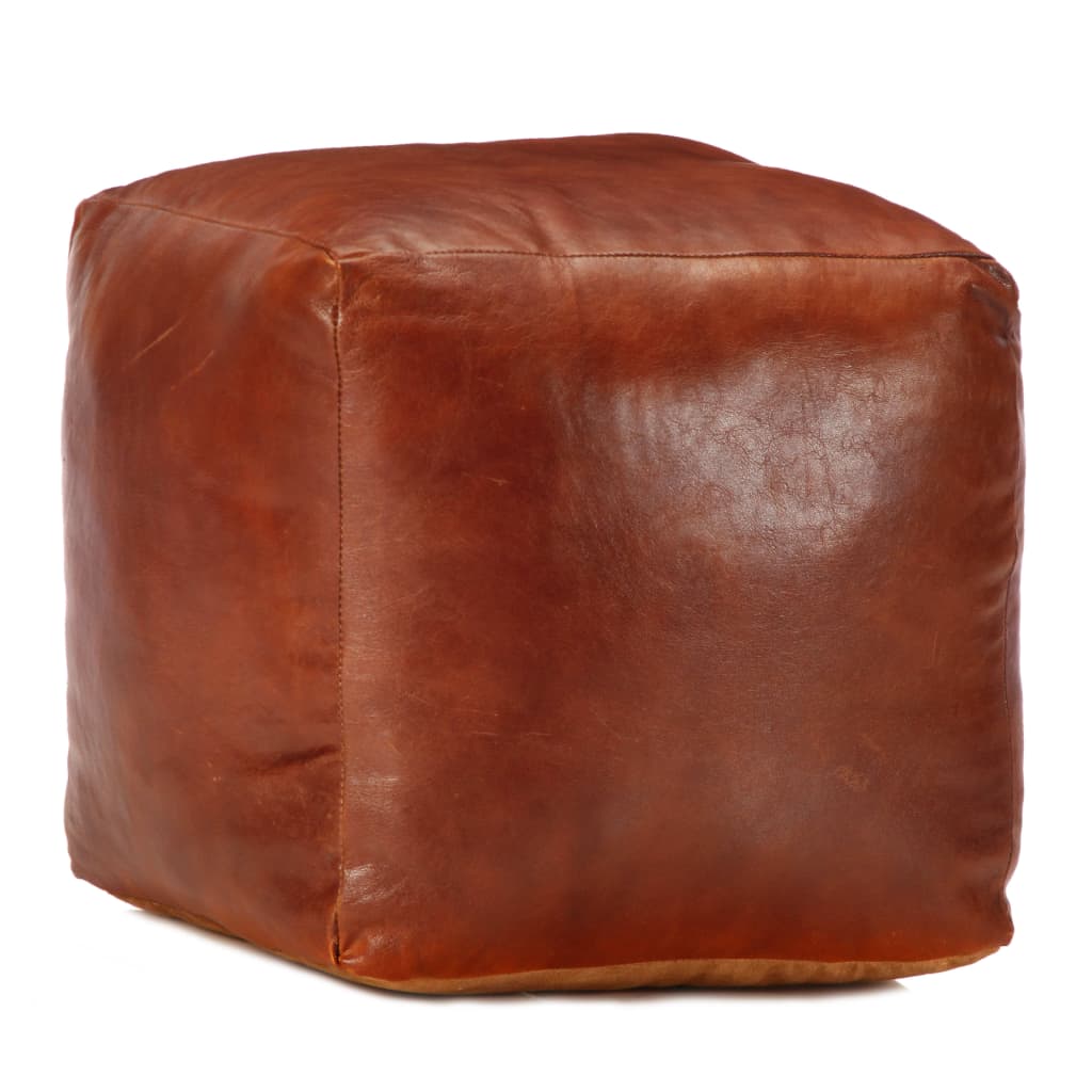Pouf Hellbraun 40 x 40 x 40 cm Echtes Ziegenleder Pouf Hellbraun 40 x 40 x 40 cm Echtes Ziegenleder