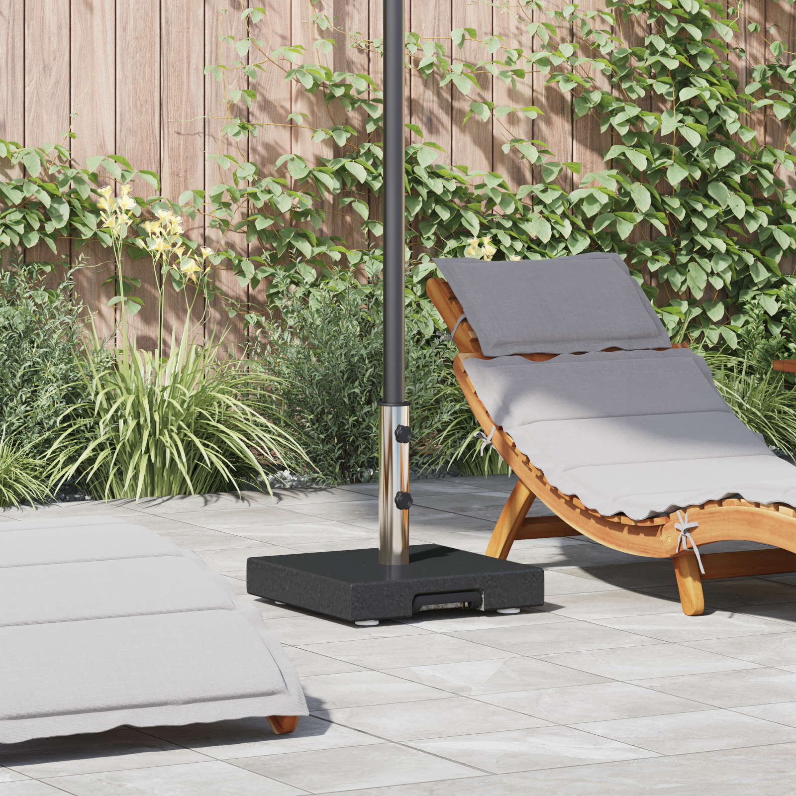 Gepackte Sonnenschirm Basis mit Griff Schwarzes Granit 29 kg Quadrat Gepackte Sonnenschirm Basis mit Griff Schwarzes Granit 29 kg Quadrat