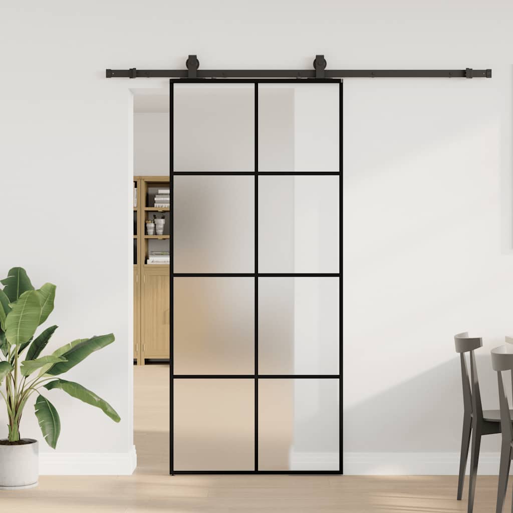Schiebetür mit Beschlag Schwarz 90x205 cm ESG-Glas Schiebetür mit Beschlag Schwarz 90x205 cm ESG-Glas