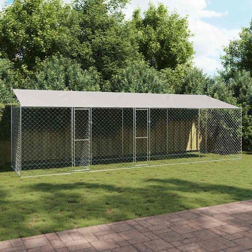 Hundekäfig Silber 800 x 200 x 256 cm Verzinkter Stahl Hundekäfig Silber 800 x 200 x 256 cm Verzinkter Stahl