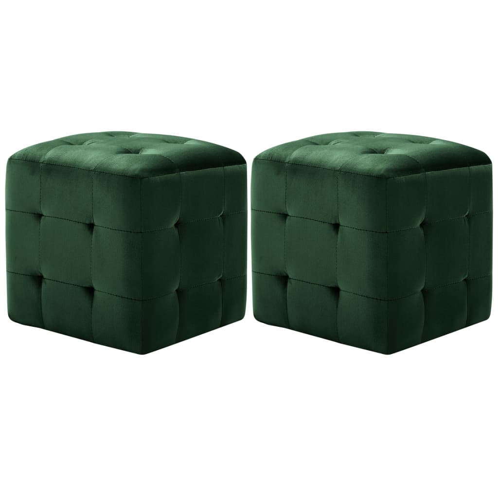 Pouf 2 Stk. Grün 30x30x30 cm Samtstoff Pouf 2 Stk. Grün 30x30x30 cm Samtstoff