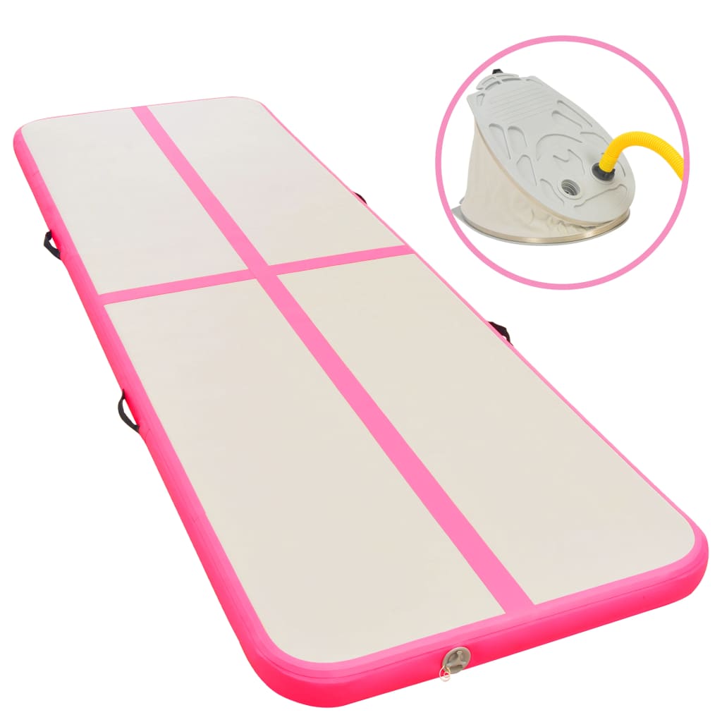 Aufblasbare Gymnastikmatte mit Pumpe 300×100×10 cm PVC Rosa Aufblasbare Gymnastikmatte mit Pumpe 300×100×10 cm PVC Rosa