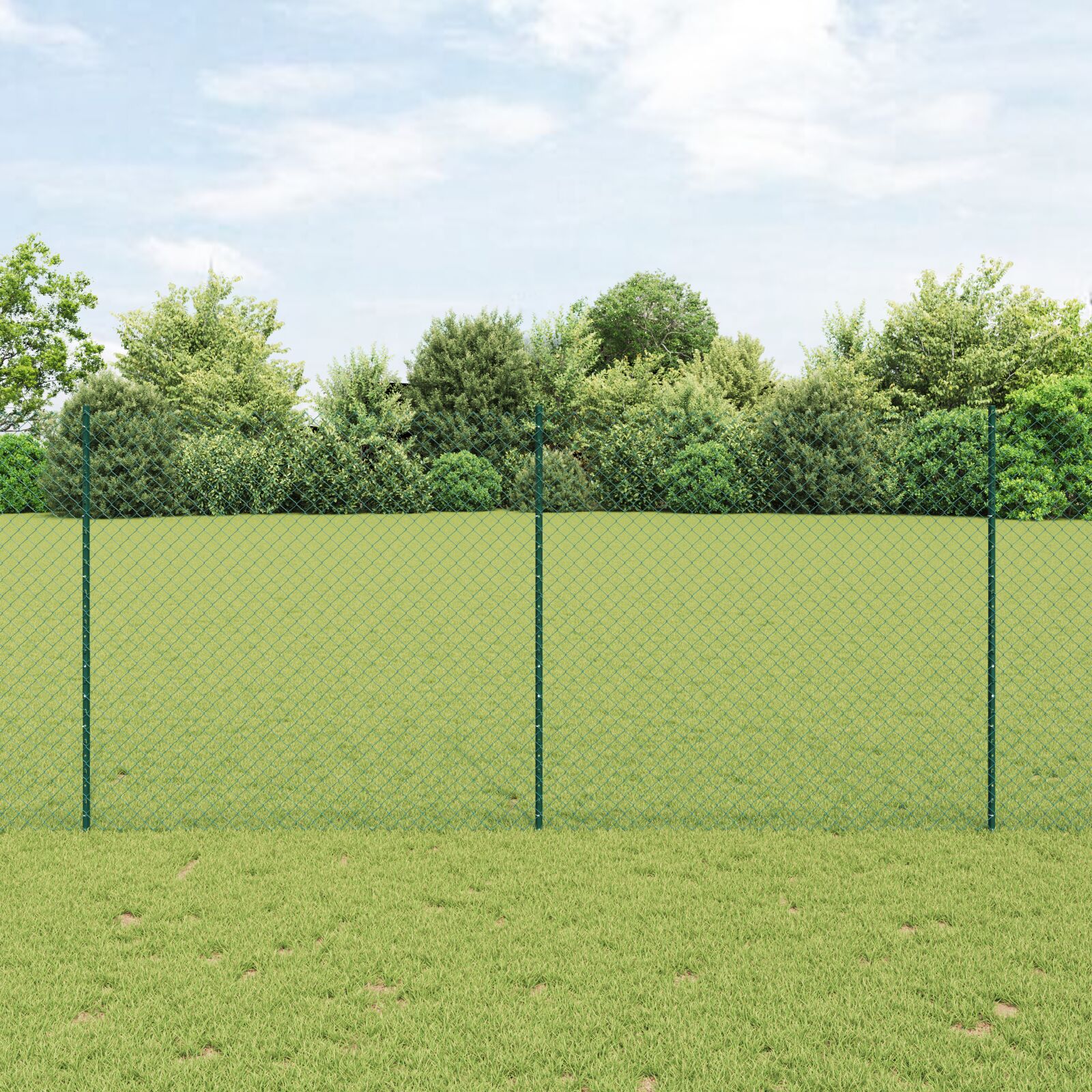 Stabzaun mit 10 U-Posts Grün 1,4x10 m Stahl