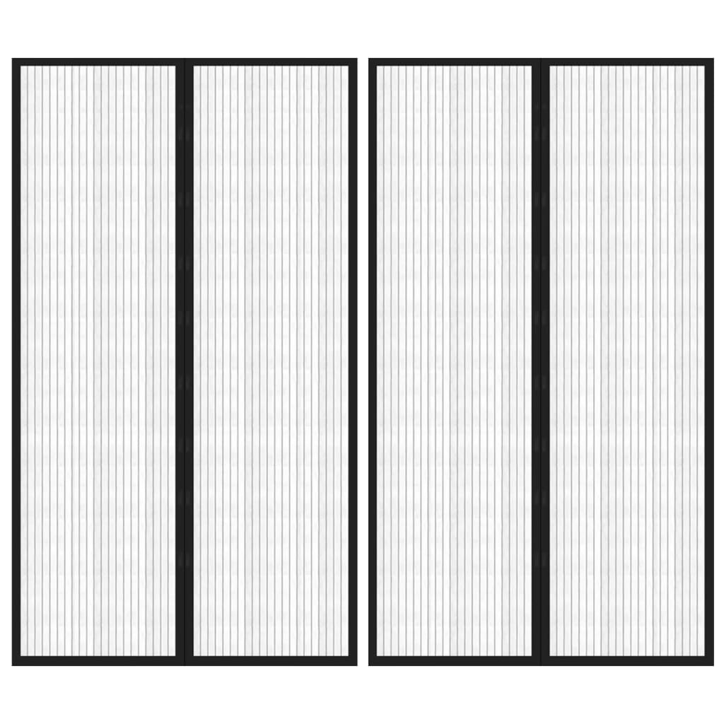 Fliegengitter-Türvorhänge 2 Stk. Magnet Schwarz 200x80 cm