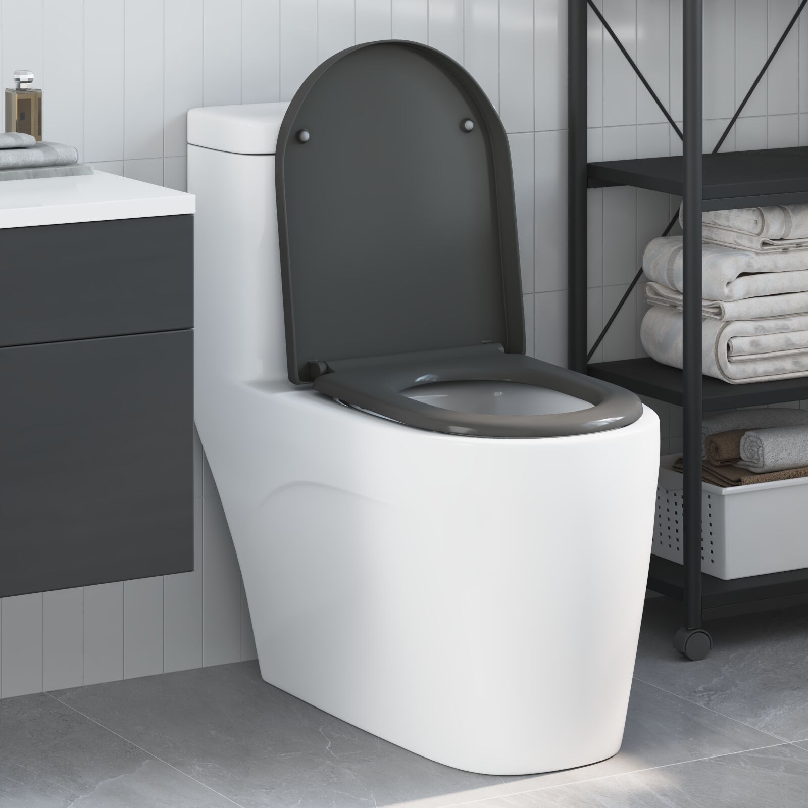Schnellverschluss Toilettensitz mit sanfter Schließung Duroplast Anthrazit Schnellverschluss Toilettensitz mit sanfter Schließung Duroplast Anthrazit