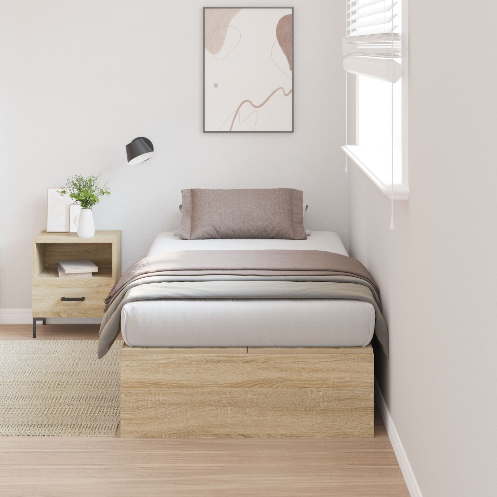 vidaXL Stauraumbett Rahmen Sonoma Eiche 100x200 cm vidaXL Stauraumbett Rahmen Sonoma Eiche 100x200 cm