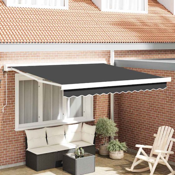 Einziehbare Markise Anthrazit 300 x 250 cm Stoff, Metall