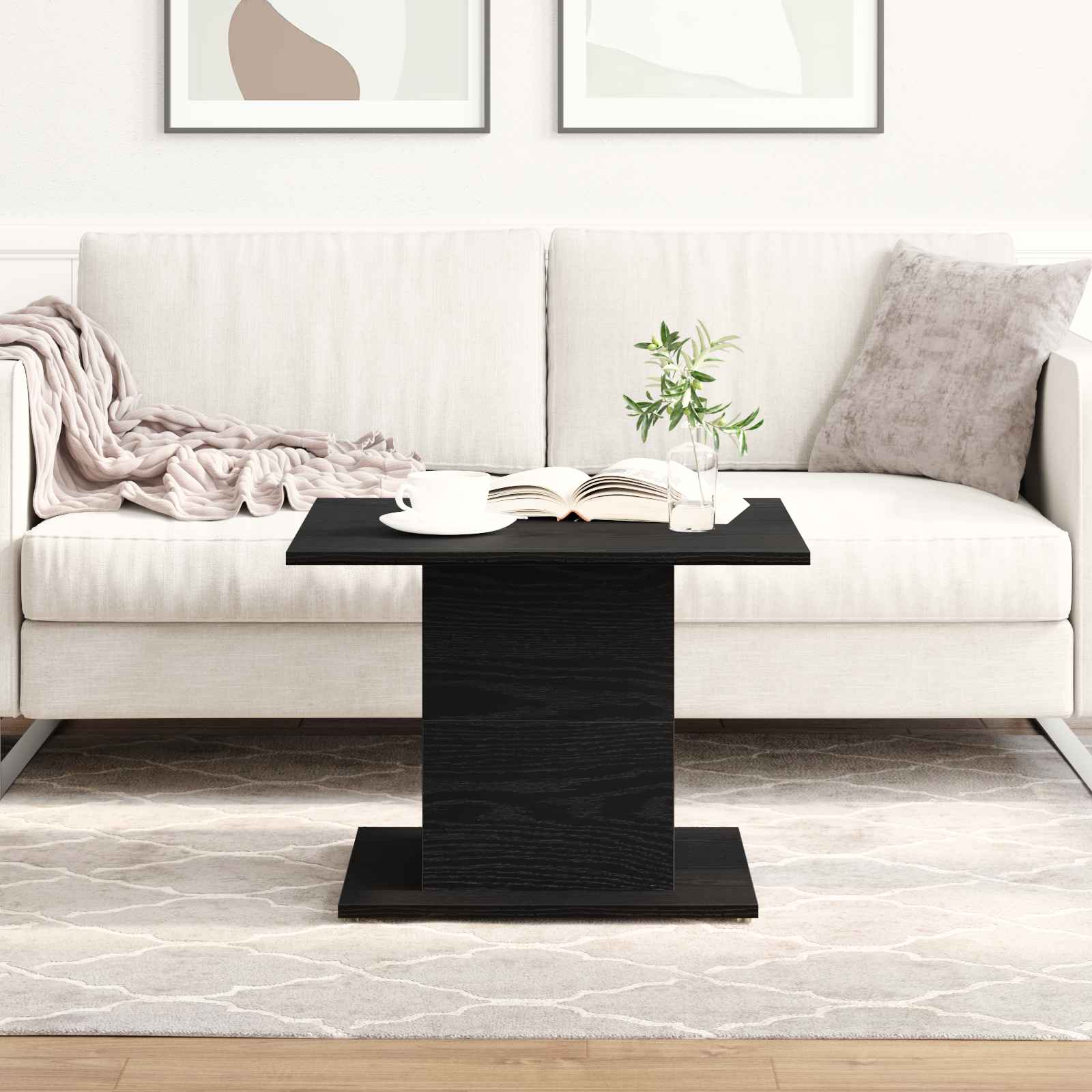 Couchtisch Schwarz Eiche 55,5x55,5x40 cm Holzwerkstoff Couchtisch Schwarz Eiche 55,5x55,5x40 cm Holzwerkstoff