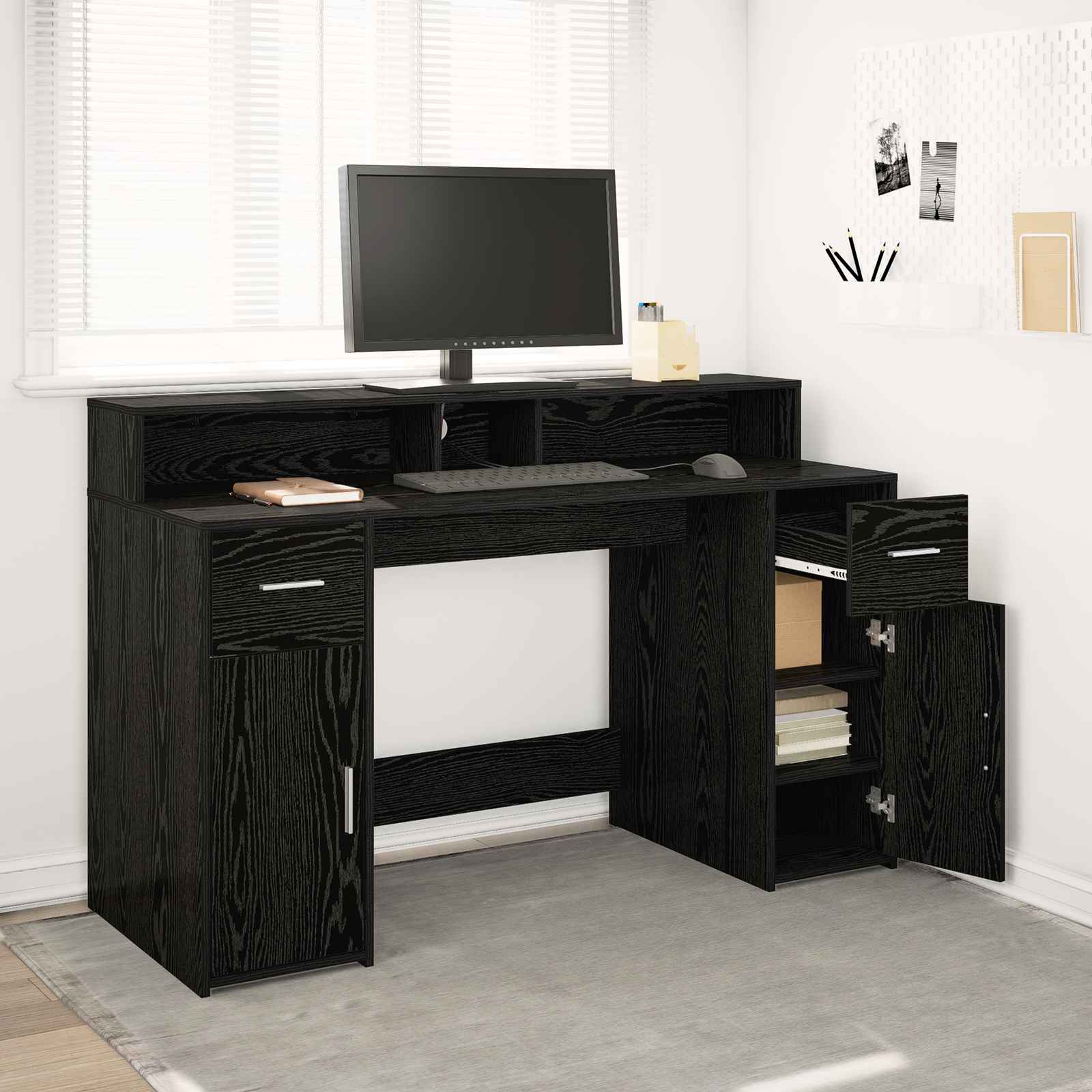 Schreibtisch Schwarze Eiche 140x55x91 cm Holzwerkstoff Schreibtisch Schwarze Eiche 140x55x91 cm Holzwerkstoff