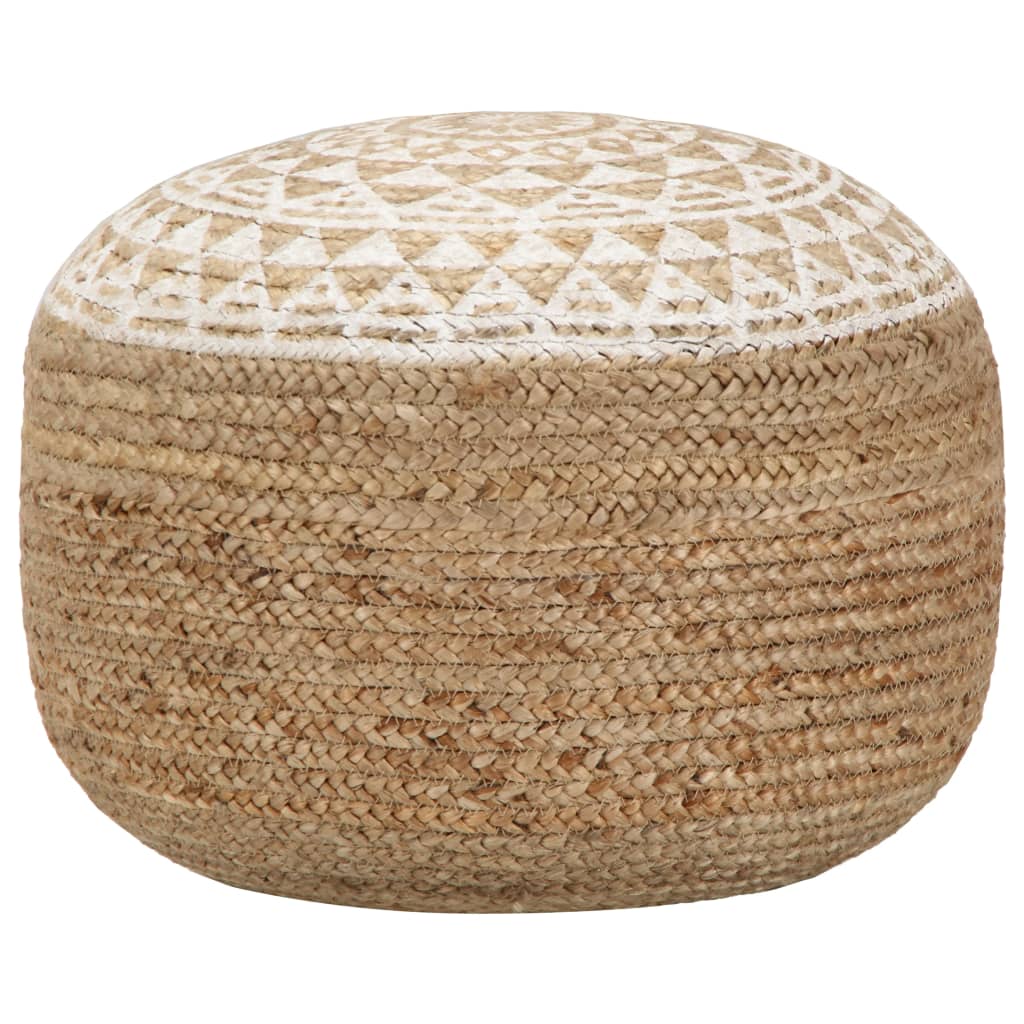 Handgefertigter Sitzpuff Weiß 45x30 cm Jute Handgefertigter Sitzpuff Weiß 45x30 cm Jute