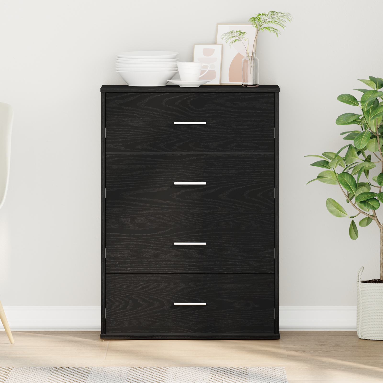 Sideboard Schwarze Eiche 60 x 31 x 84 cm Spanplatte