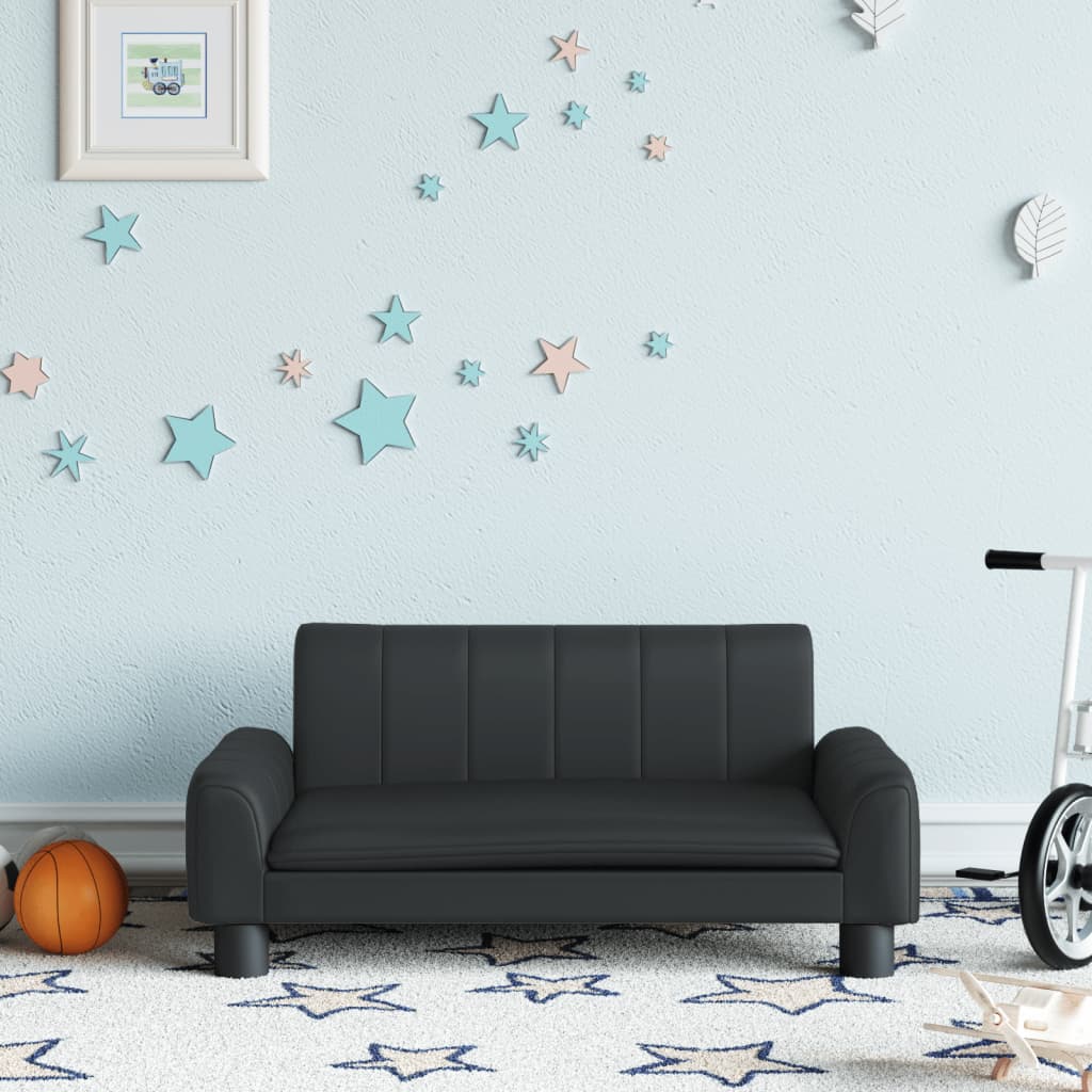 Kindersofa Schwarz 70x45x30 cm Kunstleder Kindersofa Schwarz 70x45x30 cm Kunstleder