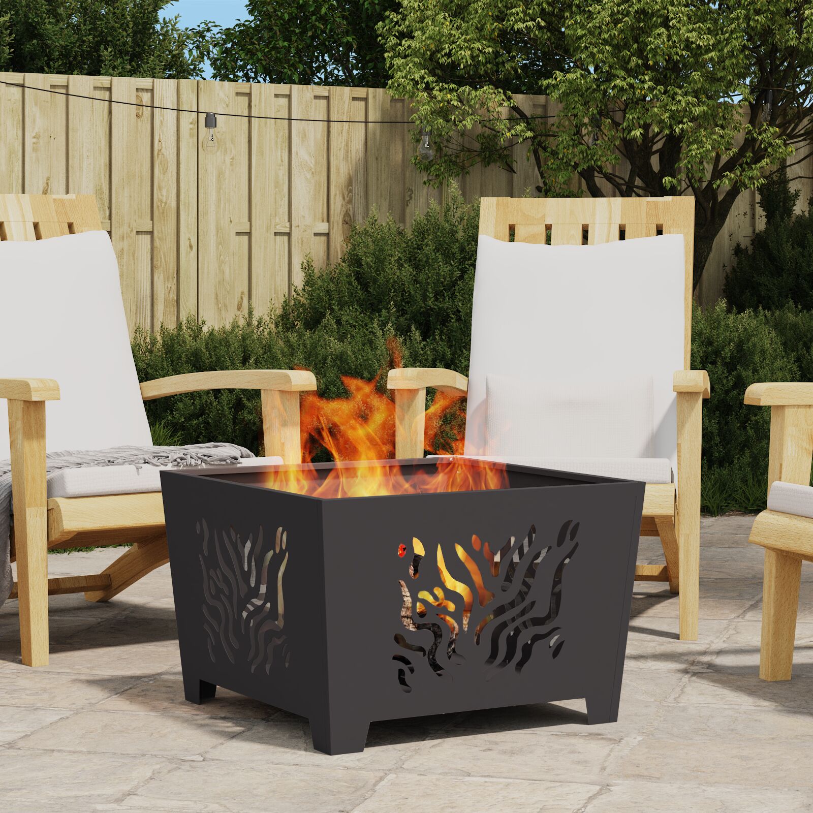 vidaXL Feuerstelle Quadrat Schwarz 60x60x40 cm Stahl vidaXL Feuerstelle Quadrat Schwarz 60x60x40 cm Stahl