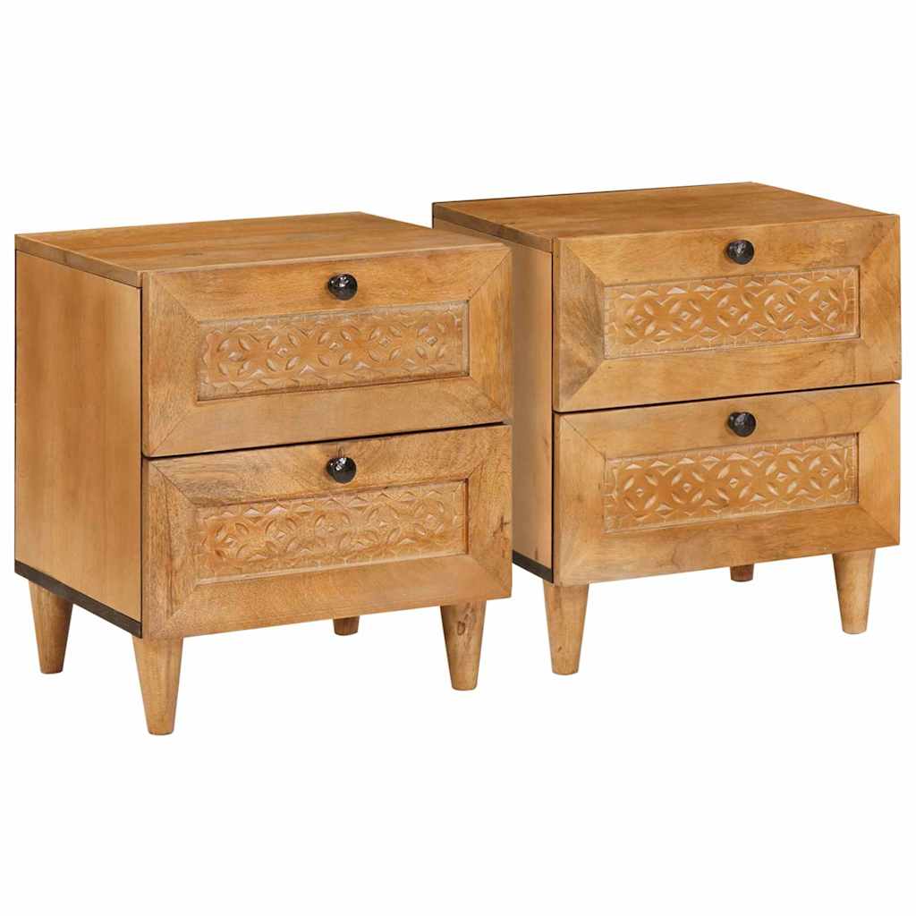 Nachttisch 2 pcs Hellbraun 40 x 33 x 46 cm massives Mangoholz