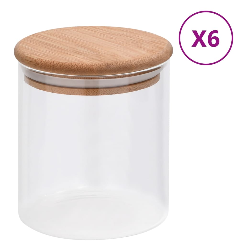 Vorratsgläser mit Bambusdeckel 6 Stk. 600 ml Vorratsgläser mit Bambusdeckel 6 Stk. 600 ml