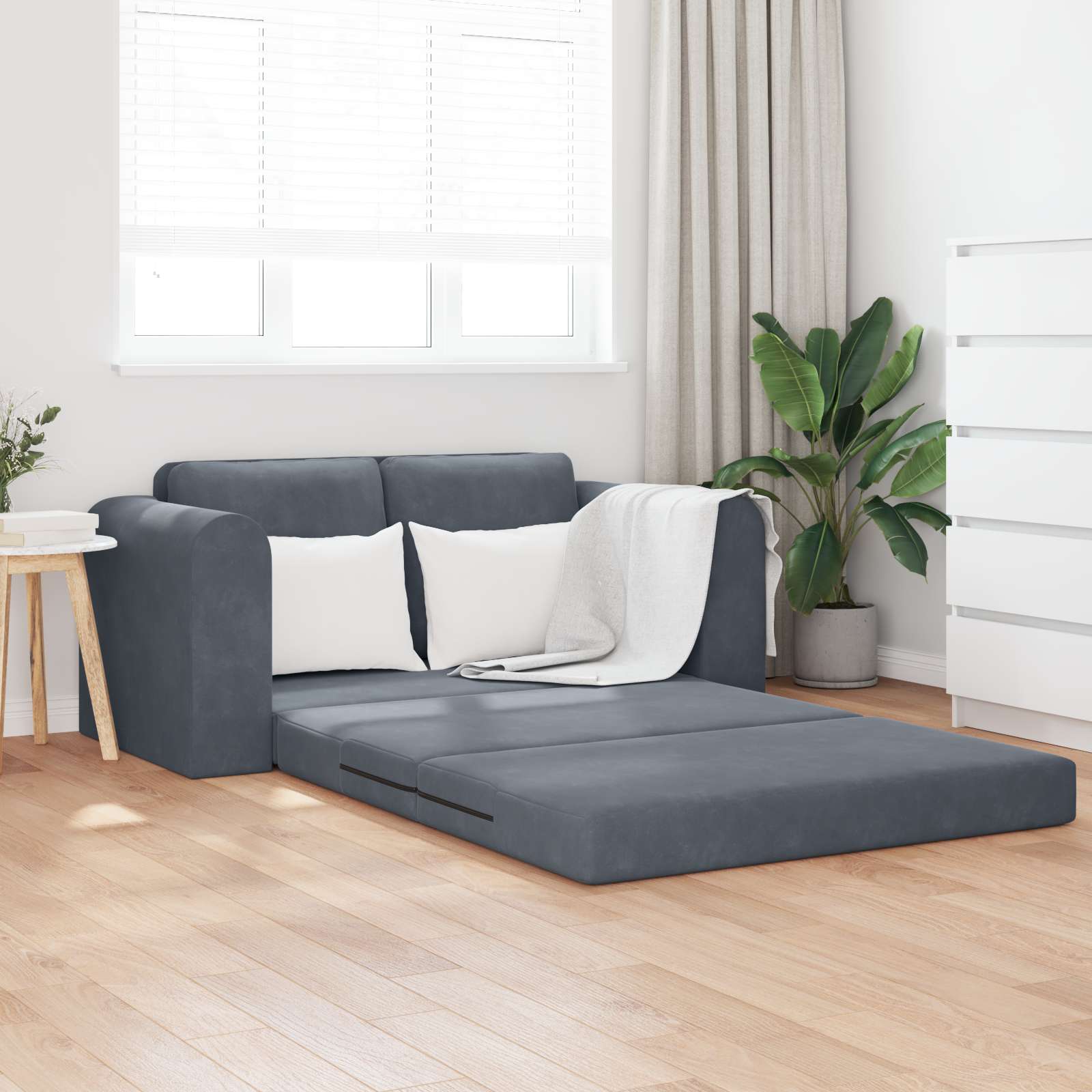 Sofabett 2-in-1 Dunkelgrau 148x71x83 cm Velvet Sofabett 2-in-1 Dunkelgrau 148x71x83 cm Velvet