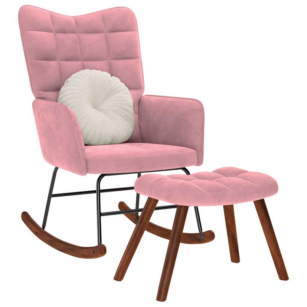 Schaukelstuhl mit Hocker Pink Velvet Schaukelstuhl mit Hocker Pink Velvet