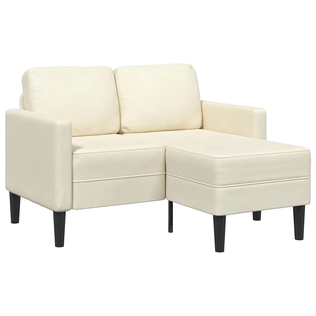 2-Sitzer-Sofa mit Chaiselongue L-Form Creme 125 cm Samt 2-Sitzer-Sofa mit Chaiselongue L-Form Creme 125 cm Samt