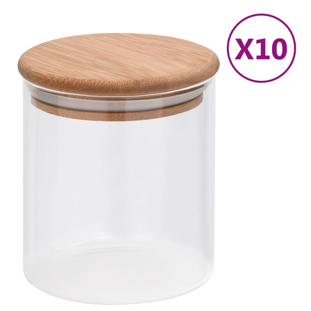 Vorratsgläser mit Bambusdeckel 10 Stk. 600 ml Vorratsgläser mit Bambusdeckel 10 Stk. 600 ml