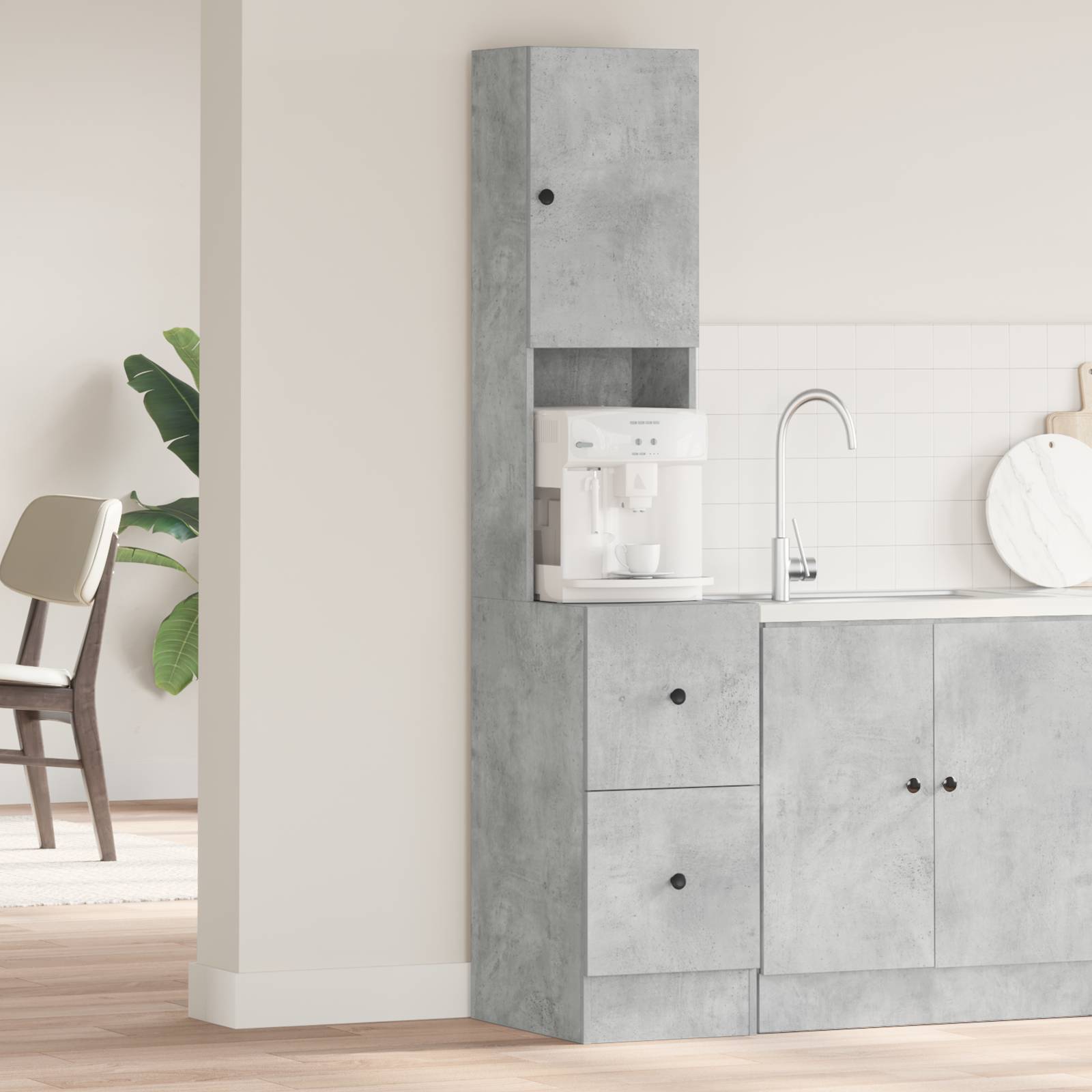 Küchenschrank Beton Grau 35x50x180 cm Spanplatte Küchenschrank Beton Grau 35x50x180 cm Spanplatte