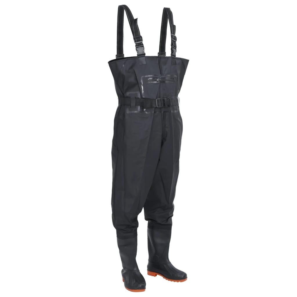 Wathose mit Stiefeln und Gürtel Schwarz Größe 42 Wathose mit Stiefeln und Gürtel Schwarz Größe 42