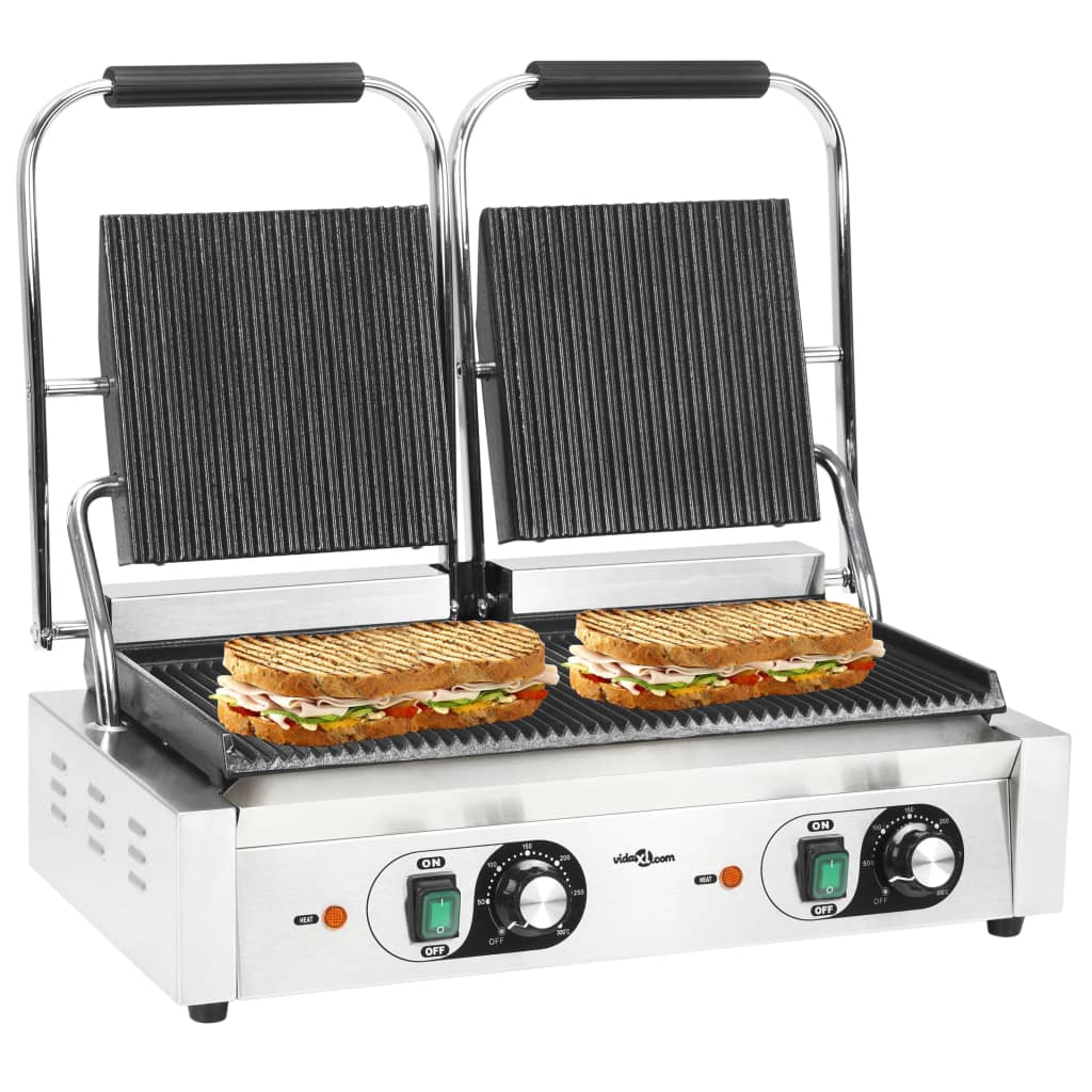 Doppelter Gerillter Panini-Grill 3600 W 57x30,5x20 cm Doppelter Gerillter Panini-Grill 3600 W 57x30,5x20 cm