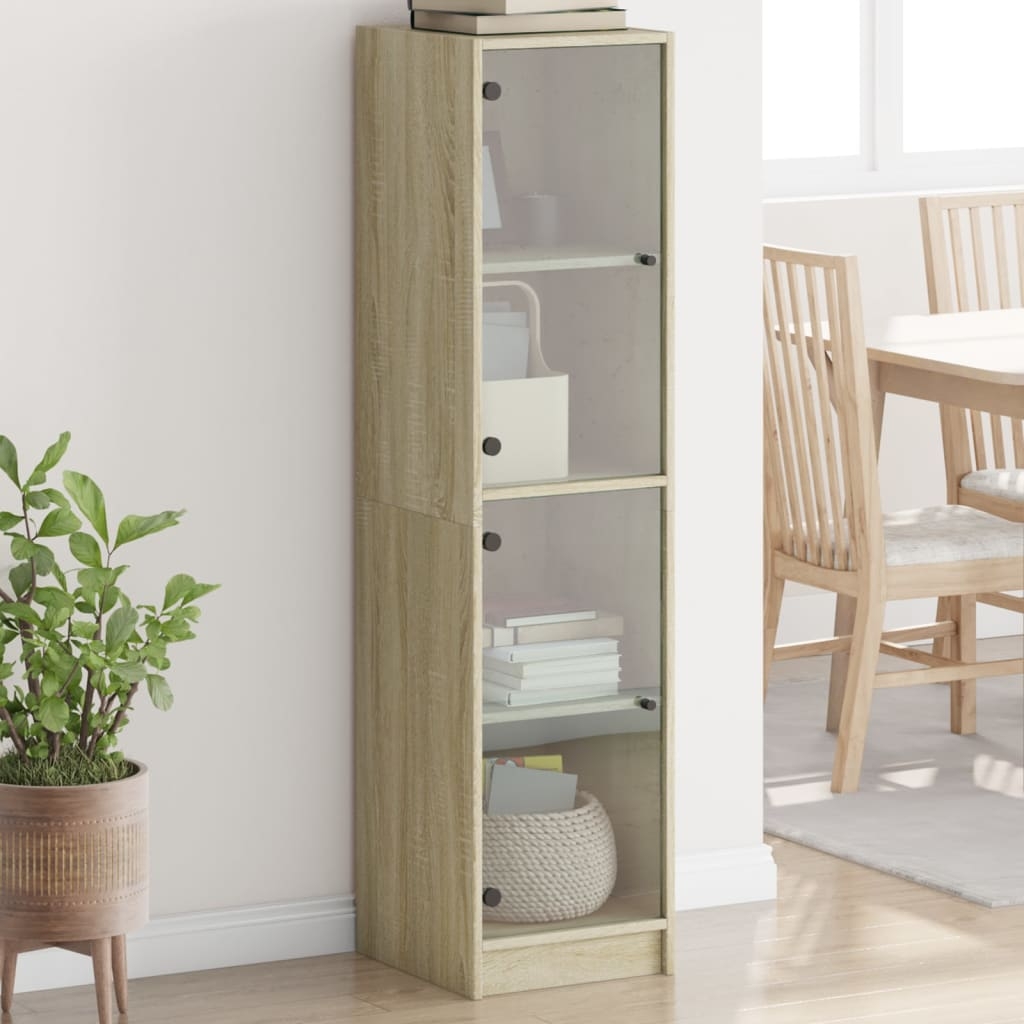 Highboard mit Glastüren Sonoma-Eiche 35x37x142 cm Highboard mit Glastüren Sonoma-Eiche 35x37x142 cm