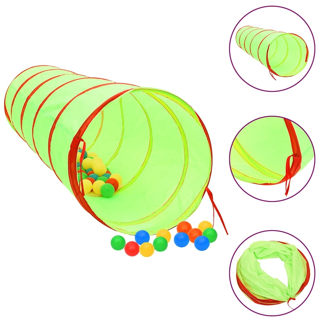 Spieltunnel mit 250 Bällen Grün 175 cm Polyester Spieltunnel mit 250 Bällen Grün 175 cm Polyester