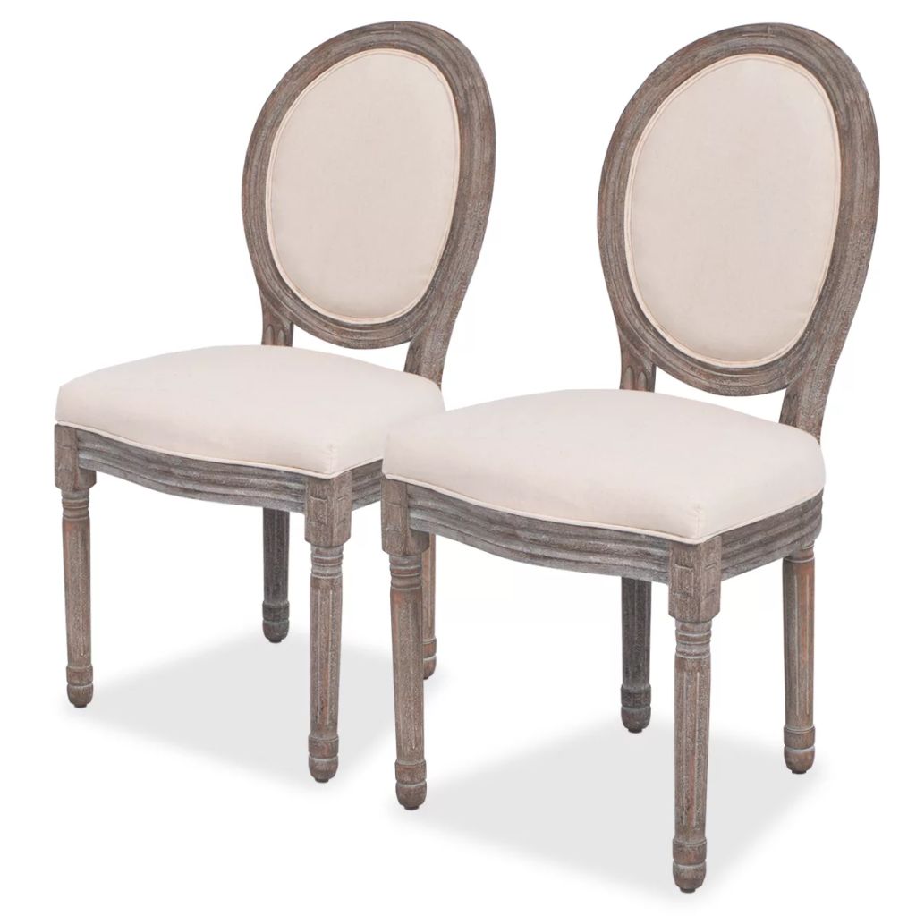 Esszimmerstühle 2 Stk. Creme Stoff Esszimmerstühle 2 Stk. Creme Stoff