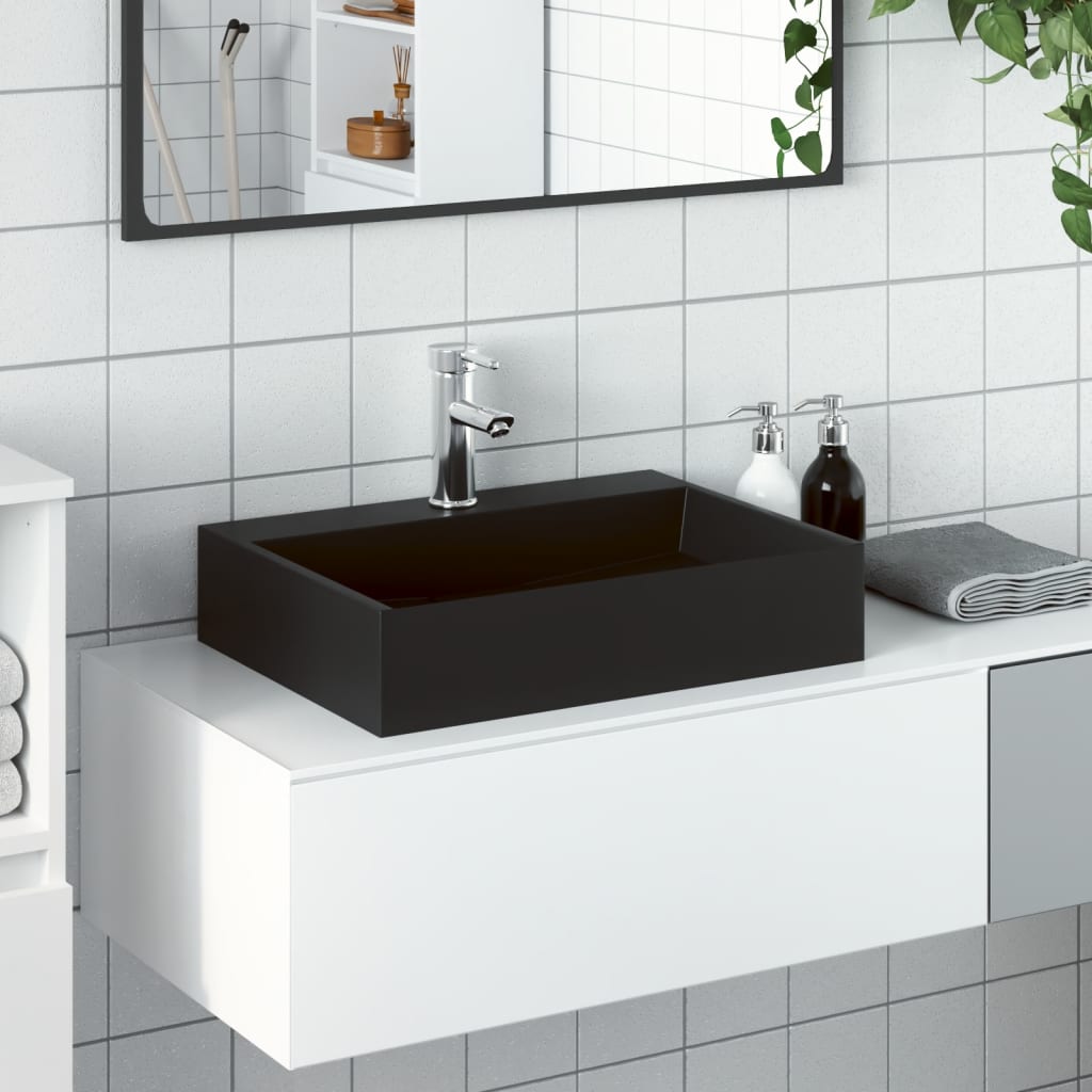 Waschbecken 50x38x11 cm Mineralguss/Marmorguss Mattschwarz Waschbecken 50x38x11 cm Mineralguss/Marmorguss Mattschwarz