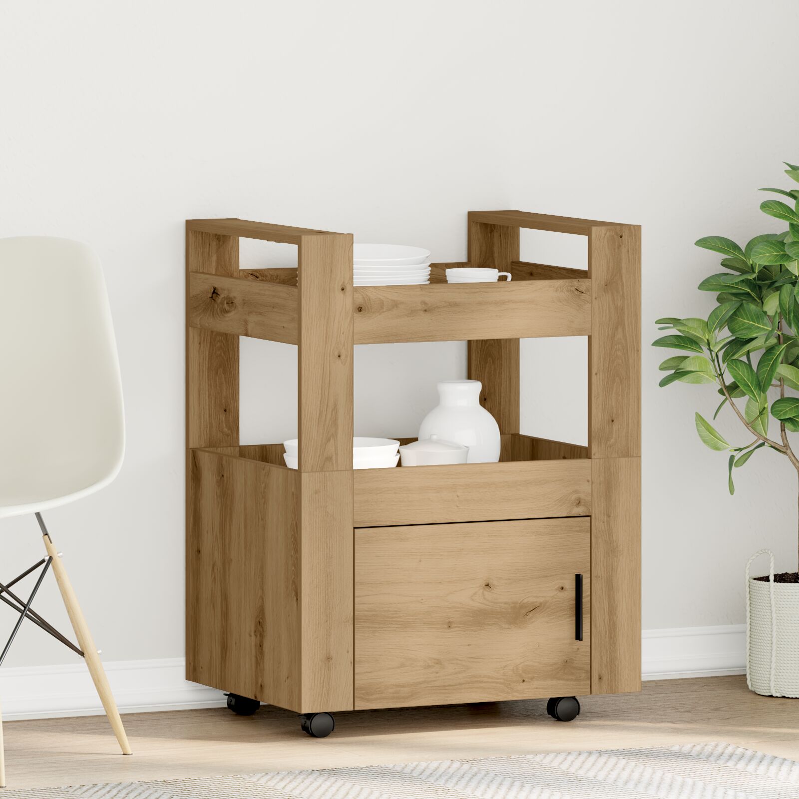 vidaXL Küchenwagen Artisan Eiche 60x45x80 cm Holzwerkstoff vidaXL Küchenwagen Artisan Eiche 60x45x80 cm Holzwerkstoff