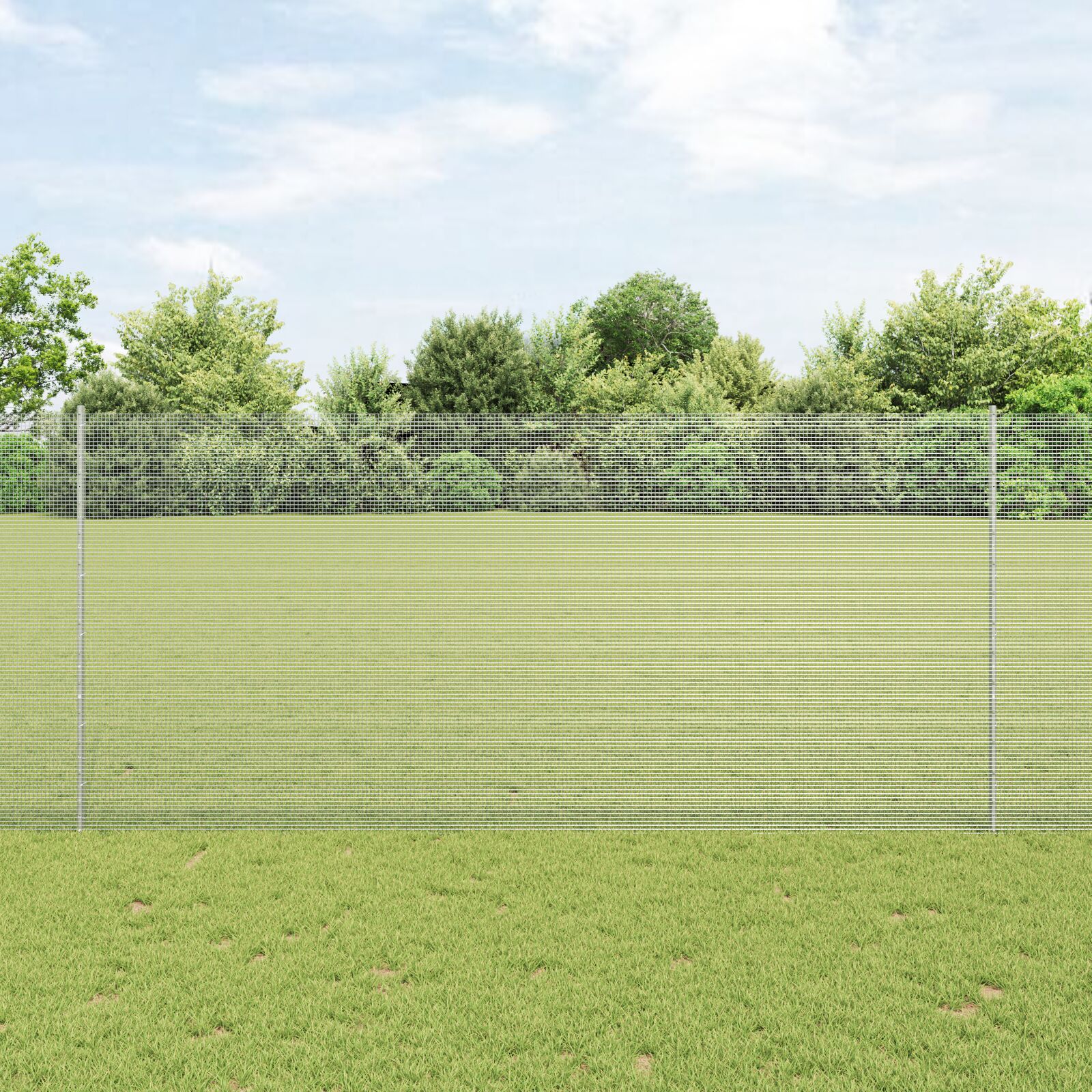 Schweißdrahtzaun mit 44 U-Pfosten Silber 1,4x50 m Stahl