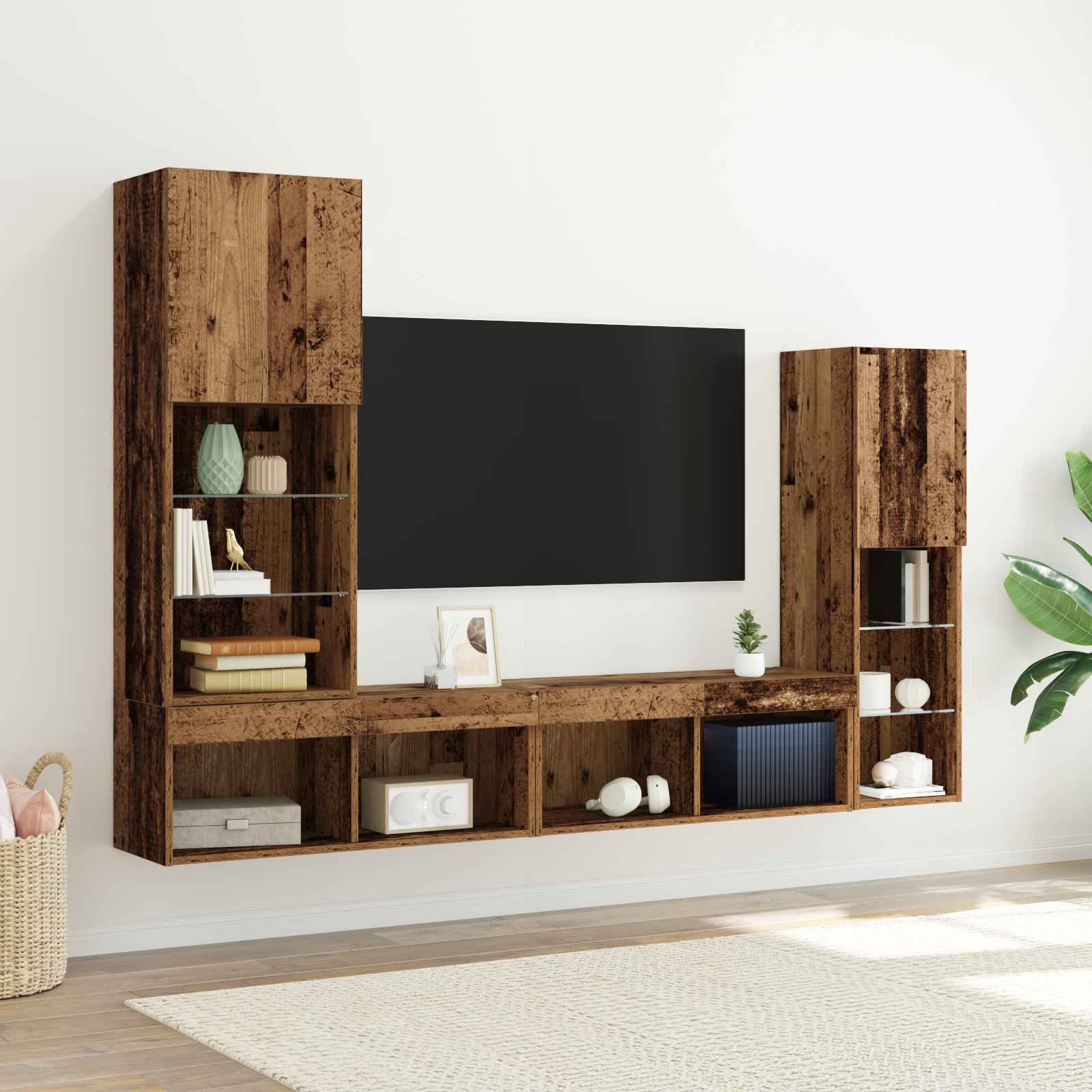 TV-Schrank mit LED-Lichtern Alte Holz 40,5x30x102 cm TV-Schrank mit LED-Lichtern Alte Holz 40,5x30x102 cm