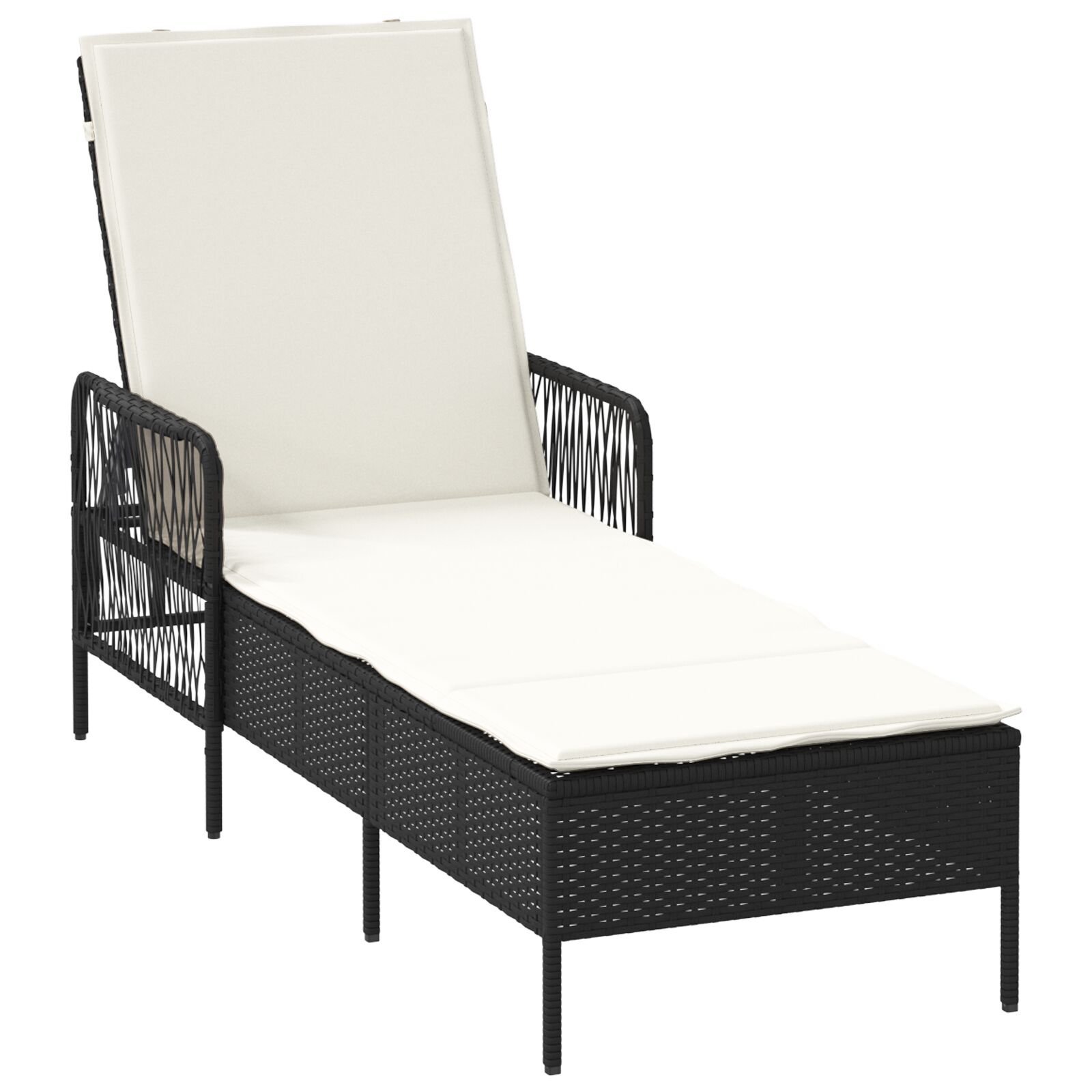 Sonnenliege Schwarz und Creme PE-Rattan 157 x 55 x 92 cm Sonnenliege Schwarz und Creme PE-Rattan 157 x 55 x 92 cm
