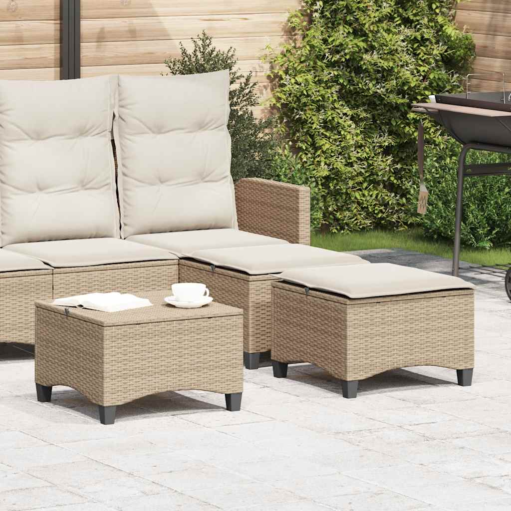 Gartenhocker mit Kissen 2 Stk. Beige 55x55x36 cm Poly Rattan Gartenhocker mit Kissen 2 Stk. Beige 55x55x36 cm Poly Rattan