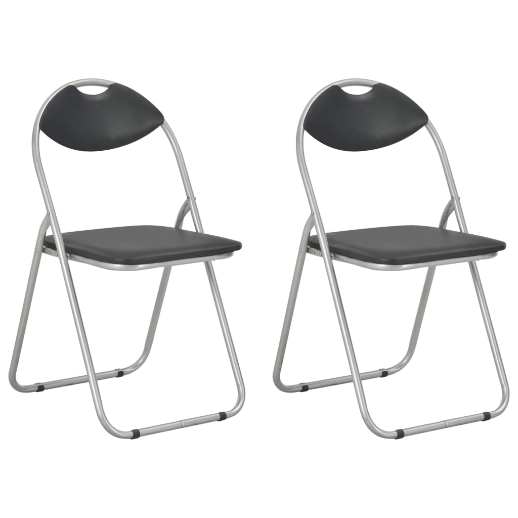 Klappbare Esszimmerstühle 2 Stk. Schwarz Kunstleder Klappbare Esszimmerstühle 2 Stk. Schwarz Kunstleder